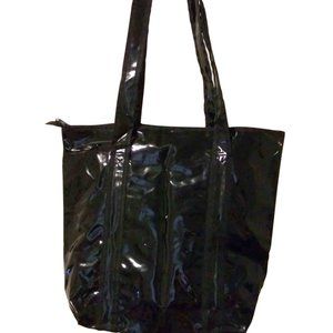 Vintage 1996 AVON Black PVC Zip Closure Long Strap Tote